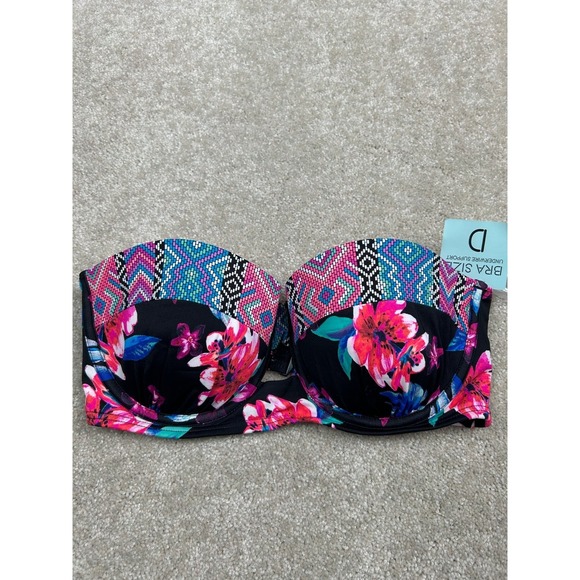 sundazed Other - SUNDAZED Women's Swimwear‎ Top 32D Floral Geometric Padded Bandeau Underwire